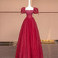 Red Vintage Exquisite Beaded Long Tulle Prom Dress Evening Dress Party Dress Ball gown nv4729