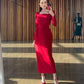 Red Fashion Bodycon Long Sleeves Long Party Dress Prom Dress nv1906