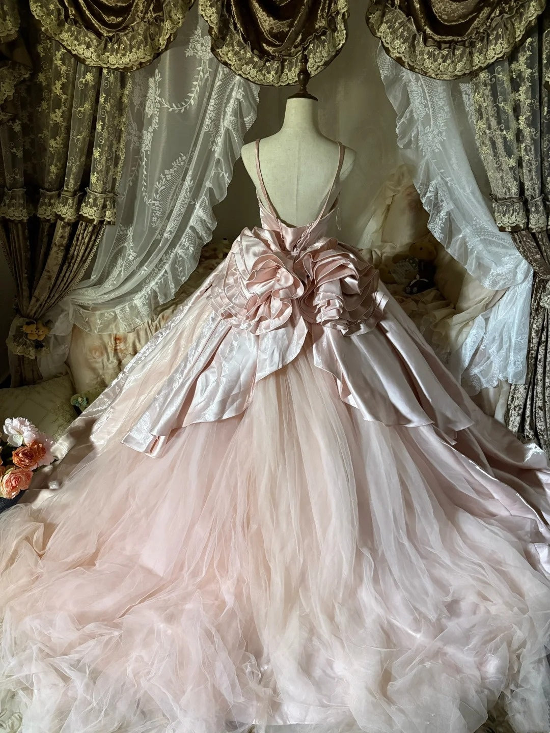 Robe de bal longue rose NV6592