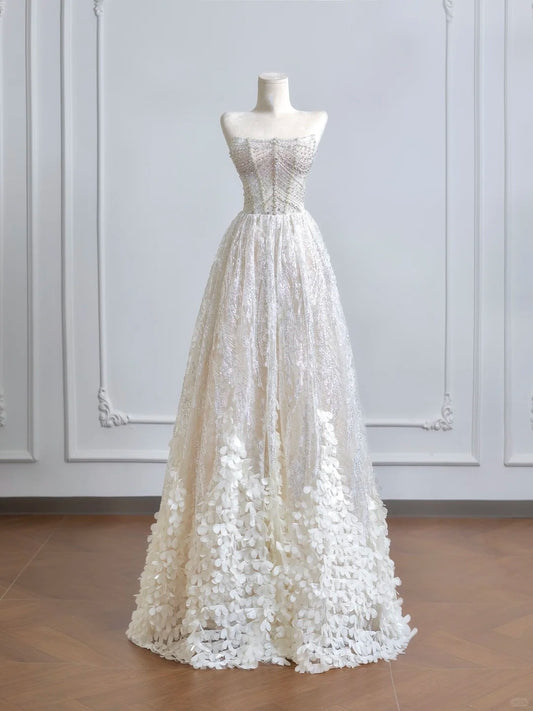 White gorgeous luxury long tulle Prom Dress evening dress party dress nv4948