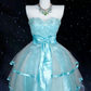 Robe de princesse bleu glacier menthe : Étoiles galactiques brodées dans l'ourlet NV6836