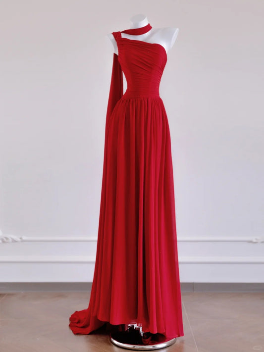 Red Elegant Fashion Long Bodycon Chiffon Prom Dress Evening Dress Wedding Guest Dress nv4973