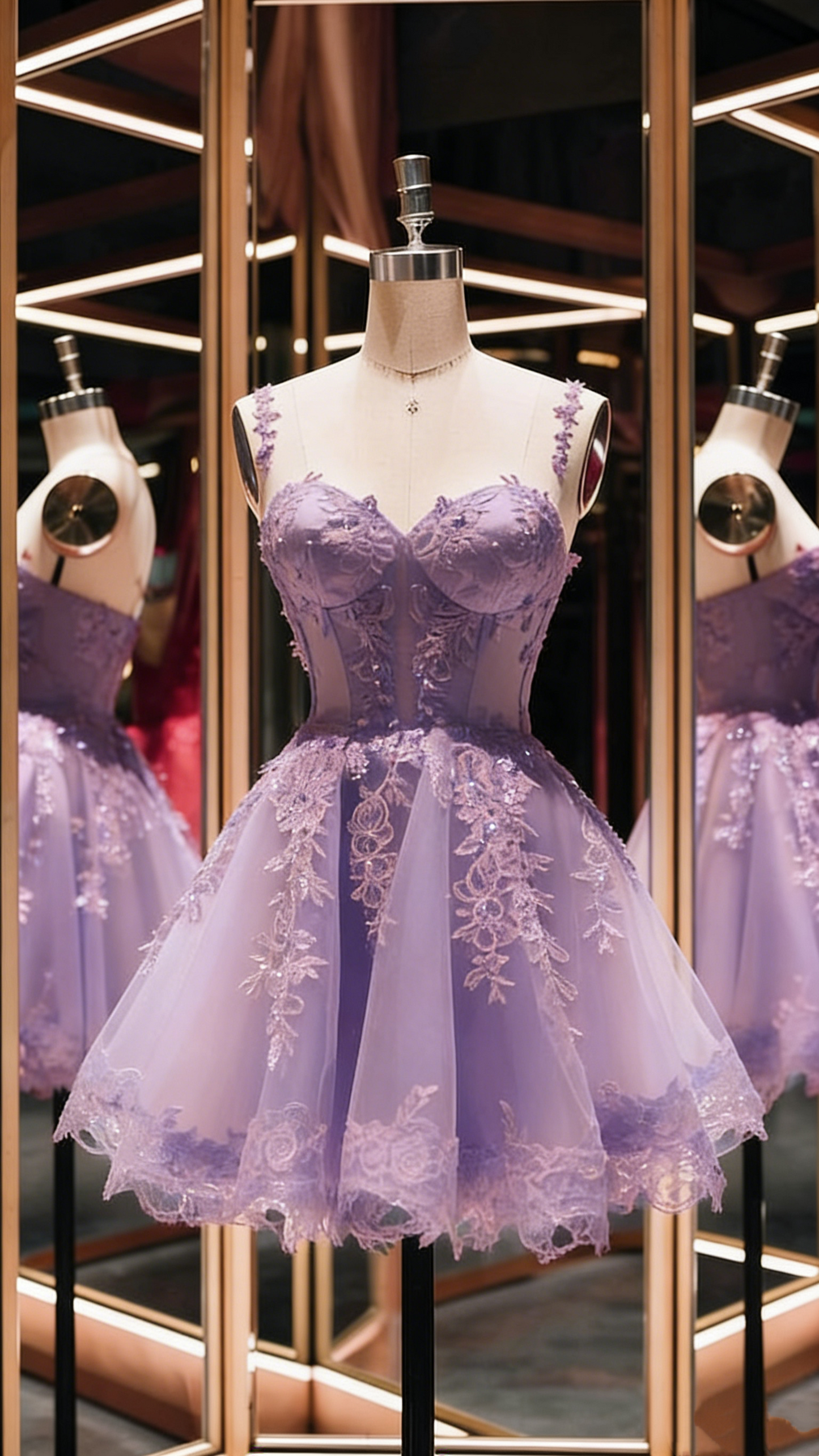 Robe courte en tulle à fines bretelles et application de dentelle rouge, idéale pour la rentrée scolaire ou une fête d'anniversaire (Nv4932)