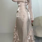 Champagne Fashion Elegant Ruffled Ruffle Long Tulle Ball Gown Evening Dress Party Dress nv3433