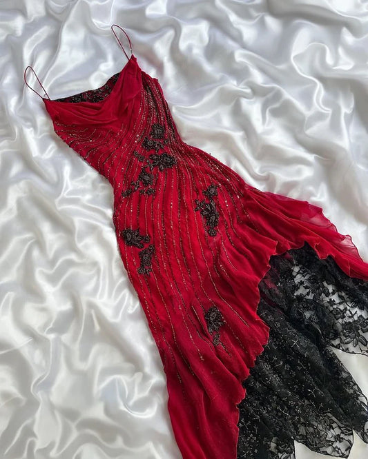 Red Chiffon Formal Dress New Arrive Party Dress Evening Dress nv5361