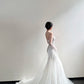 Robe de mariée longue sirène en cristal et coquillage NV6655