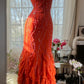Vintage Evening Dresses, Orange Mermaid Sleeveless Long Party Gowns nv4330