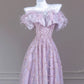 Purple Sparkling Beaded Feather Long Prom Dress nv4968