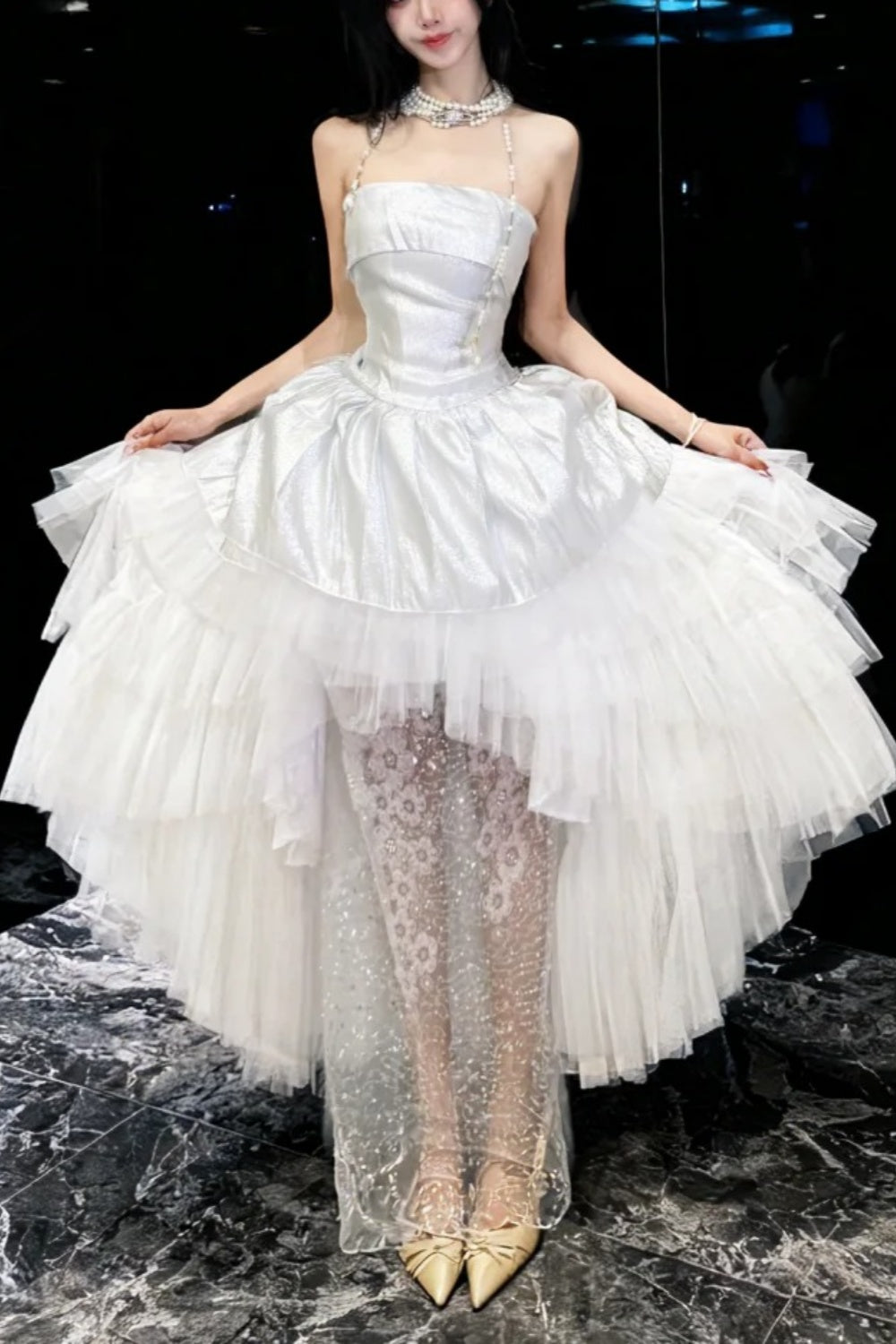 Robe blanche courte/longue NV6728