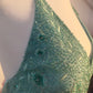NiceVestidos--Light Moss Green Embroidered Organza Halter - Neck Sleeveless Floor - Length Banquet Dress NV5825