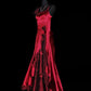 Red Gorgeous Vintage Elegant Delicate Floral Beaded Long Satin Prom Dress Evening Dress Party Dress Prom Dress nv3963