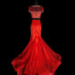 Red Gorgeous Vintage Elegant Exquisite Beaded Short Sleeve Long Mermaid Mermaid Dress Satin Tulle Chiffon Ball Gown Evening Dress Party Dress Wedding Dress Prom Dress nv3962