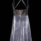 Moonlight Silver Fashion Elegant V-neck Exquisite Beading Long Satin Floor Length Train Ball Gown Evening Gown Prom Gown Party Dress nv3868