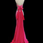 Pink Luxury Gorgeous Vintage Elegant Exquisite Gem Beaded Backless Long Mermaid Floor Length Train Chiffon Ball Gown Evening Gown Party Dress Prom Dress nv3965