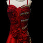 Red Gorgeous Retro Fashion Elegant Exquisite Gemstone Beads Long satin Mermaid Slim Fit Floor-Length Trailing Prom Dress Evening Dress Prom Dress nv3944