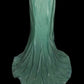 Mint Green Fashion Elegant V-neck Long Mermaid Slim Fishtail Skirt Satin Floor Length Train Ball Gown Evening Gown Party Dress Prom Dress nv3861