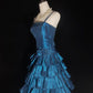 Blue Gorgeous Elegant Fashion Exquisite Beaded Short Satin Ball Gown Evening Gown Prom Gown Homecoming Gown nv3872
