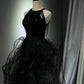 Robe de bal longue noire brillante NV6624