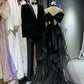 Robe de bal longue en tulle noir brillant NV6627