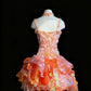 Robe de bal courte à fleurs dégradées 3D Orange Flame Flower Cluster NV6569