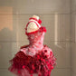 Robe de bal mini à fleurs 3D dégradées, rose rouge cascade NV6568