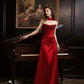 Red prom dress shiny elegant satin long evening gown graduation dress nv4226