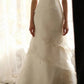 Minimalist White Strapless Bridal Dress, Lace Layered Mermaid Wedding Gown  NV6883
