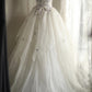 White sweet floral long tulle ball gown evening dress party dress nv4691