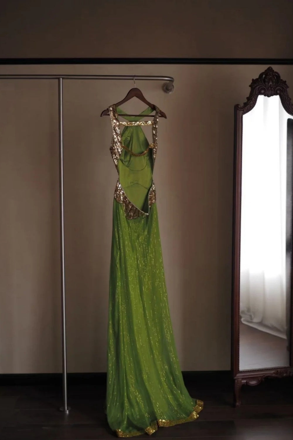 Robe de soirée longue en tulle vert, luxueuse et exquise NV6640