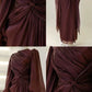 Burgundy Elegant Evening Dress A-Line Long Sleeves Prom Gowns nv4232