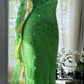 Vintage Evening Dresses, Green Sequin Mermaid Sleeveless Long Party Gowns nv4331