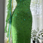 Vintage Evening Dresses, Green Sequin Mermaid Sleeveless Long Party Gowns nv4331