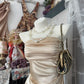 Champagne Retro Elegant Short Ruffle Satin Homecoming Dress Birthday Dress Cocktail Party Dress nv4626