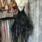 Black vintage elegant short chiffon shiny homecoming dress cocktail party dress nv4625