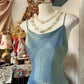 Blue Shiny Mermaid Retro Elegant Long Satin Homecoming Dress Birthday Party Dress nv4627