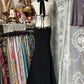 Black Beaded Vintage Long Satin Off-Waist Prom Gown Evening Gown Party Dress nv4367