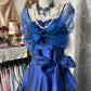 Blue Vintage Elegant Long Satin Prom Dress Evening Dress Homecoming Dress Birthday Party Dress nv4628