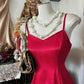 Red vintage elegant long satin prom dress evening dress homecoming dress birthday party dress nv4629