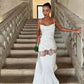 White Sexy Sleeveless Backless Lace Patchwork Slit Bodycon Elegant Party Long Gown Evening Dress nv2153