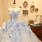 NiceVestidos--Romantic Bridal Tulle Floral Gown, Long Sleeveless Strapless Wedding Dress NV5823