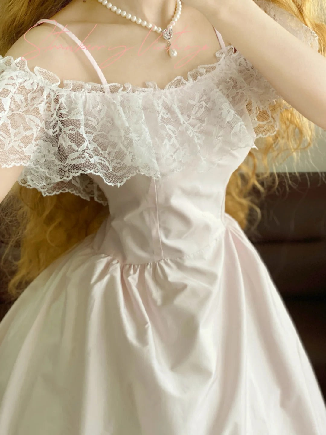 Pink Elegant Lace Long Tulle Ball Gown Evening Dress nv5018
