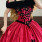 Pink Satin Floral Vintage Elegant Long Princess Ball Gown nv5014