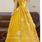 Yellow Daisy Elegant Long Princess Satin Tulle Ball Gown nv5034