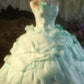 Mint Green Floral Long Tulle Vintage Ball Gown nv5037