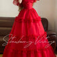 Red Elegant Long Princess Tulle Ball Gown nv5035