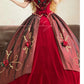 Burgundy Vintage Elegant Floral Long Satin Princess Ball Gown nv5006