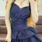 Dark purple vintage short satin homecoming dress birthday party dress nv4997