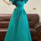 Teal Vintage Elegant Satin Long Princess Ball Gown Evening Dress Party Dress nv5002