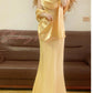 Yellow simple long vintage satin homecoming dress birthday party dress nv4998