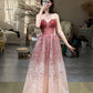 Robe de bal longue sans manches, style dégradé féérique | Robe de bal maxi en tulle à sequins rose poudré pour gala, fiançailles ou soirée de luxe NV6272